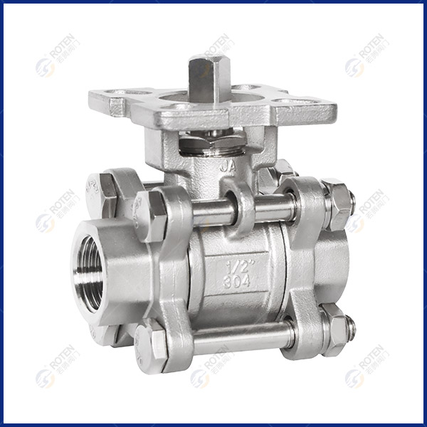 Three piece high platform threaded ball valve