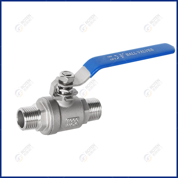 Two piece double outer thread ball valve