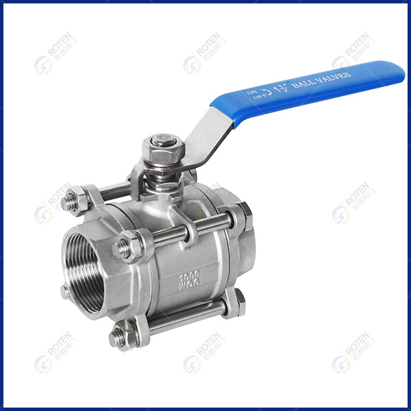 Three piece threaded ball valve